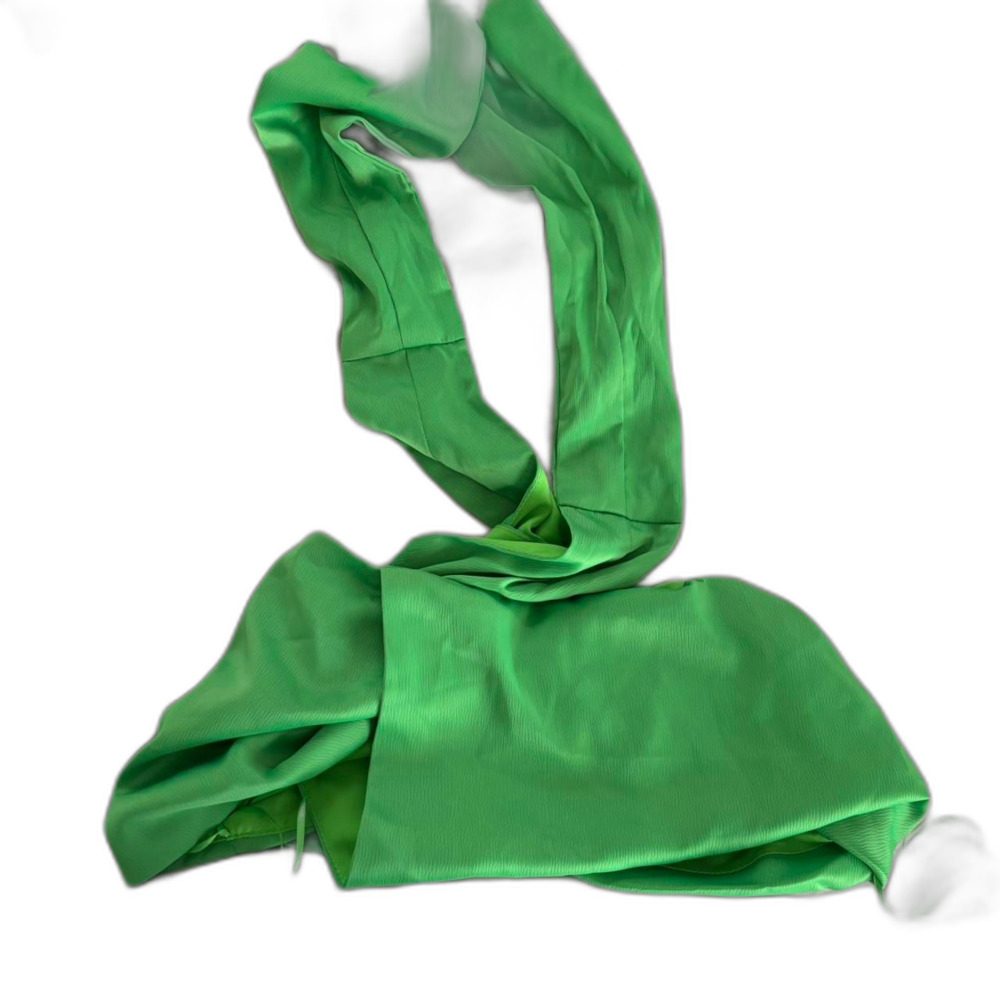 FABRIK Satin Halter Women's Green Small Going Out Twist Tie Cropped Top